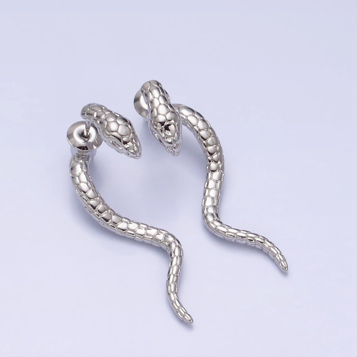 16K Gold Filled Snake Serpent Textured Wavy Drop Stud Earrings in Gold & Silver | AD1476 AD1477