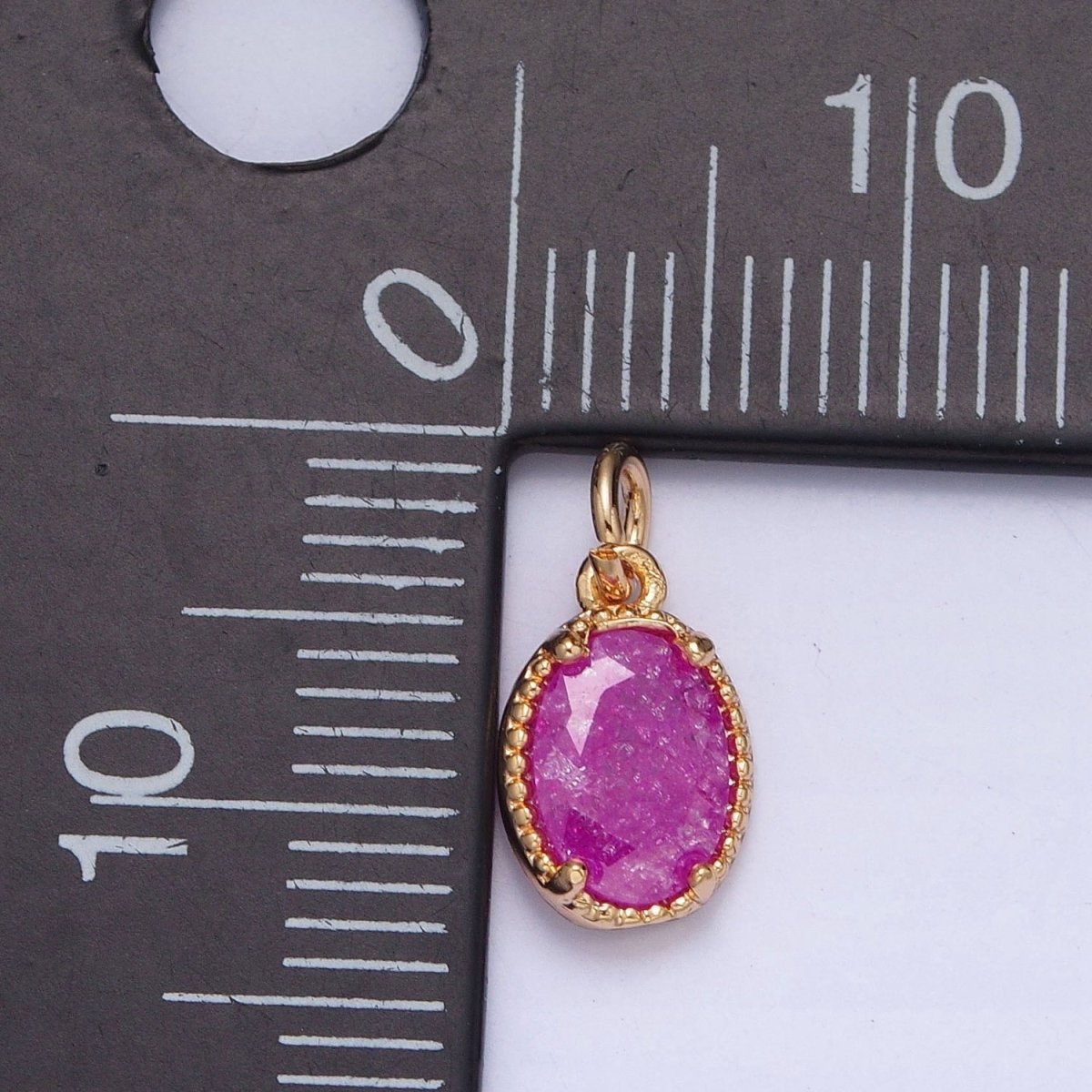 16K Gold Filled Sparkly Pastel Oval Cubic Zirconia Charm Jewelry Making Component | X-273-X-276