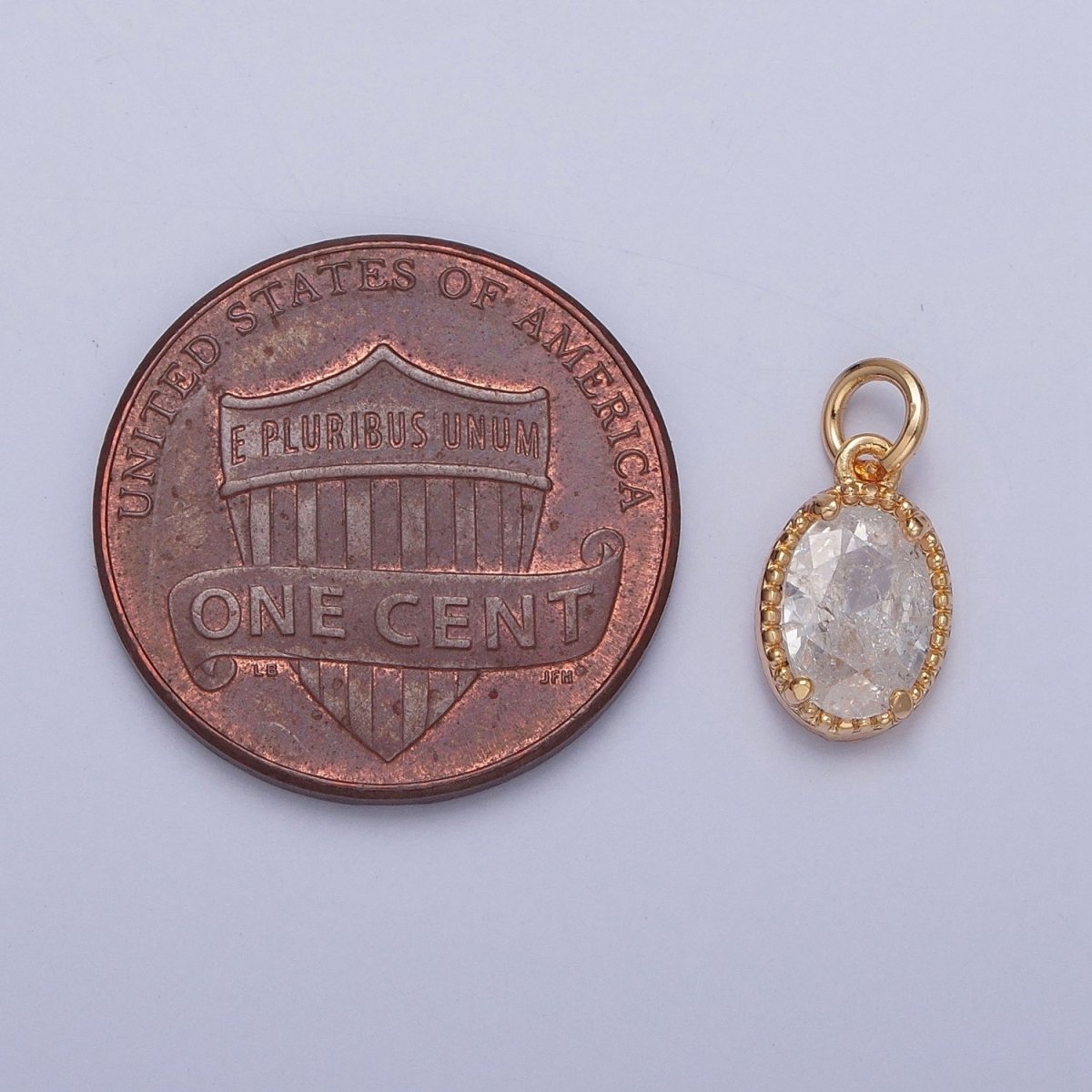 16K Gold Filled Sparkly Pastel Oval Cubic Zirconia Charm Jewelry Making Component | X-273-X-276