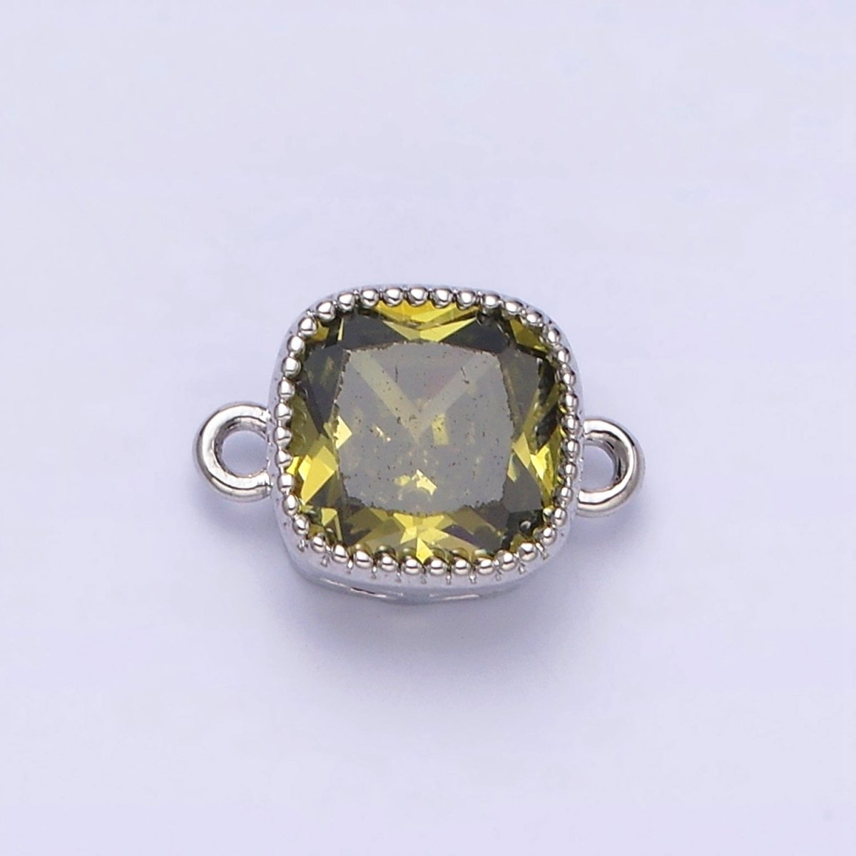 16K Gold Filled Square Clear, Pink, Red, Purple, Green, Peach CZ Connector in God & Silver | Y-896~Y-901