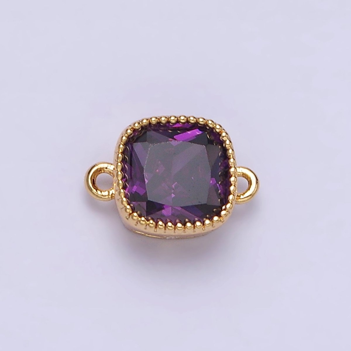 16K Gold Filled Square Clear, Pink, Red, Purple, Green, Peach CZ Connector in God & Silver | Y-896~Y-901