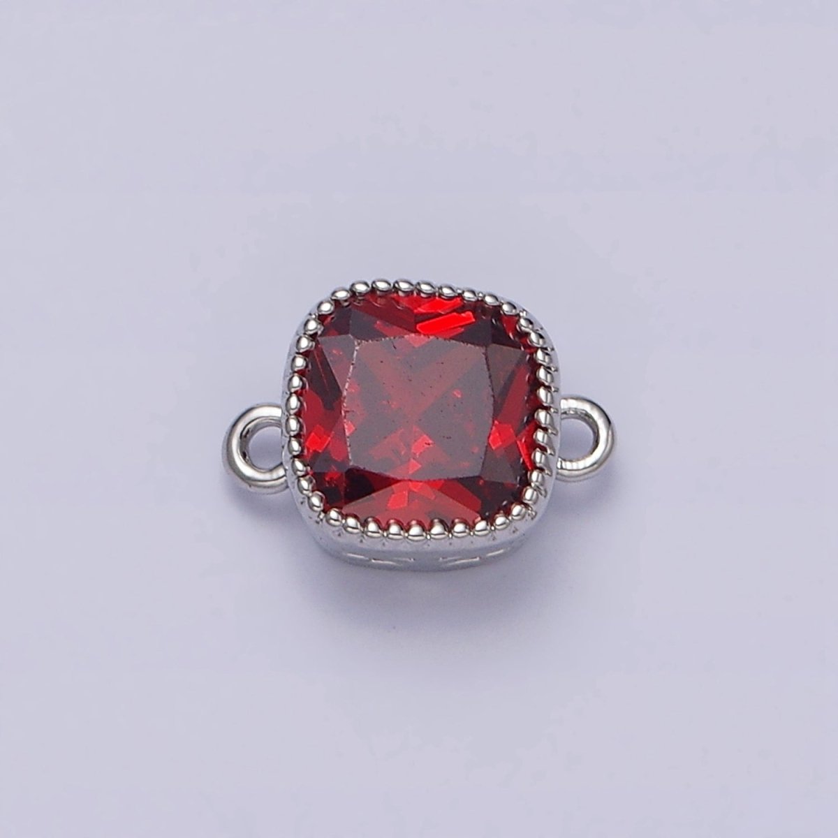 16K Gold Filled Square Clear, Pink, Red, Purple, Green, Peach CZ Connector in God & Silver | Y-896~Y-901