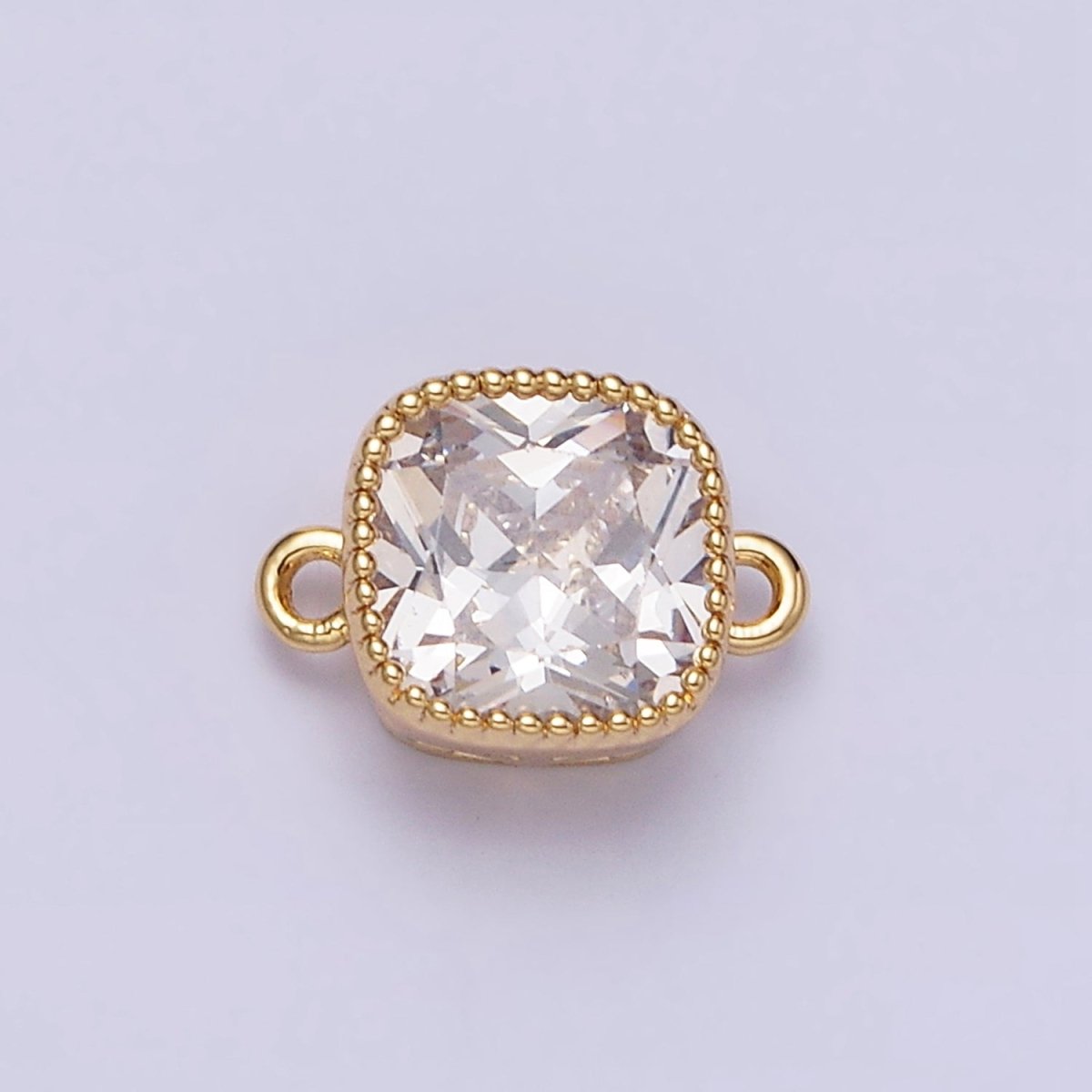 16K Gold Filled Square Clear, Pink, Red, Purple, Green, Peach CZ Connector in God & Silver | Y-896~Y-901