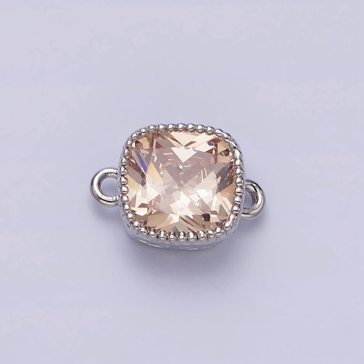 16K Gold Filled Square Clear, Pink, Red, Purple, Green, Peach CZ Connector in God & Silver | Y-896~Y-901