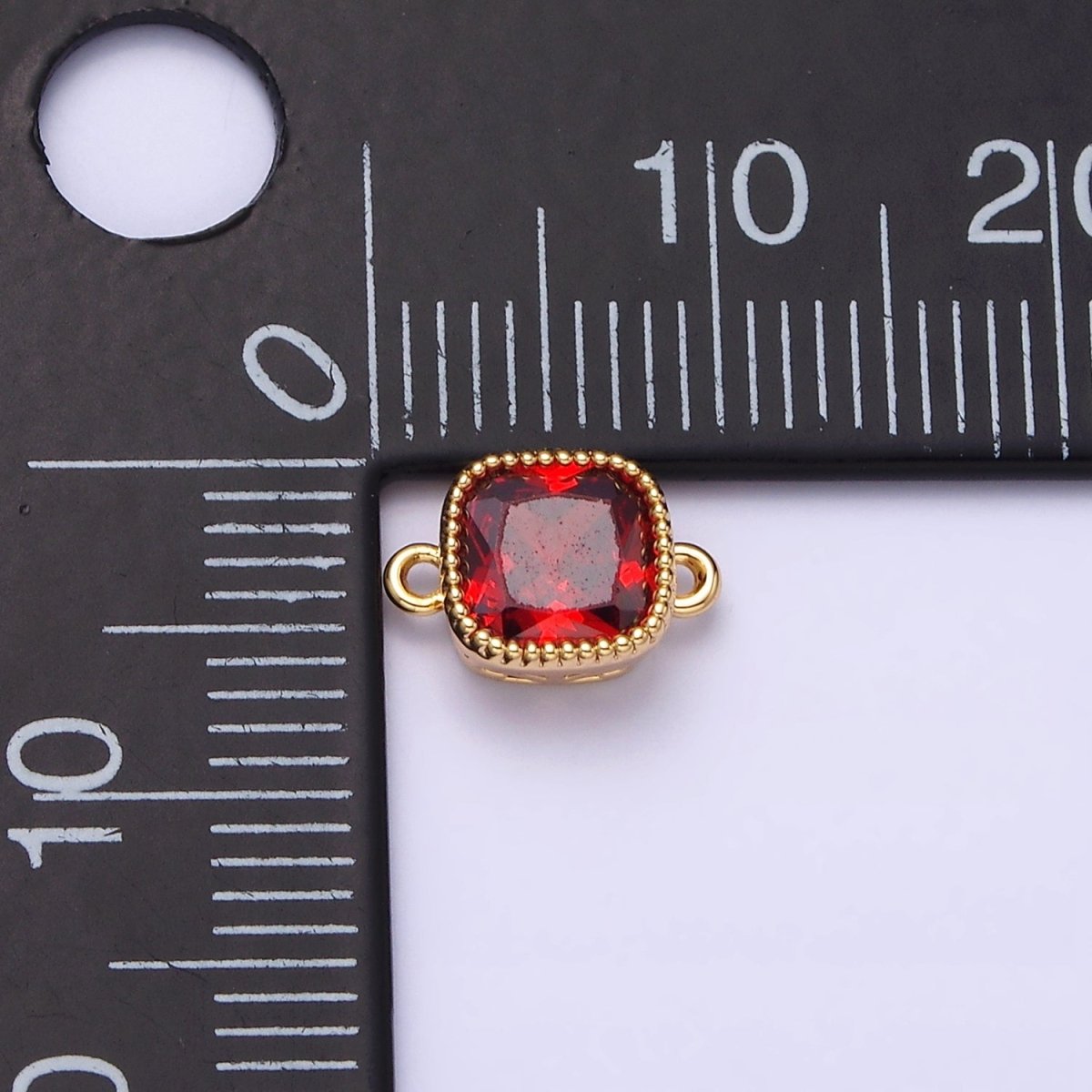 16K Gold Filled Square Clear, Pink, Red, Purple, Green, Peach CZ Connector in God & Silver | Y-896~Y-901