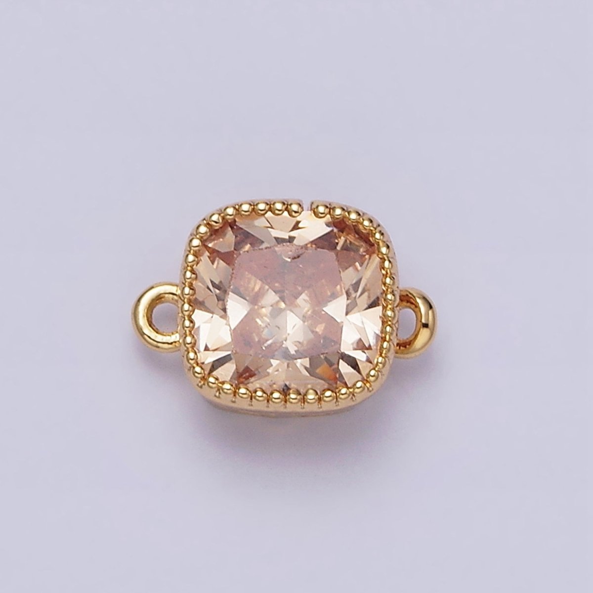 16K Gold Filled Square Clear, Pink, Red, Purple, Green, Peach CZ Connector in God & Silver | Y-896~Y-901