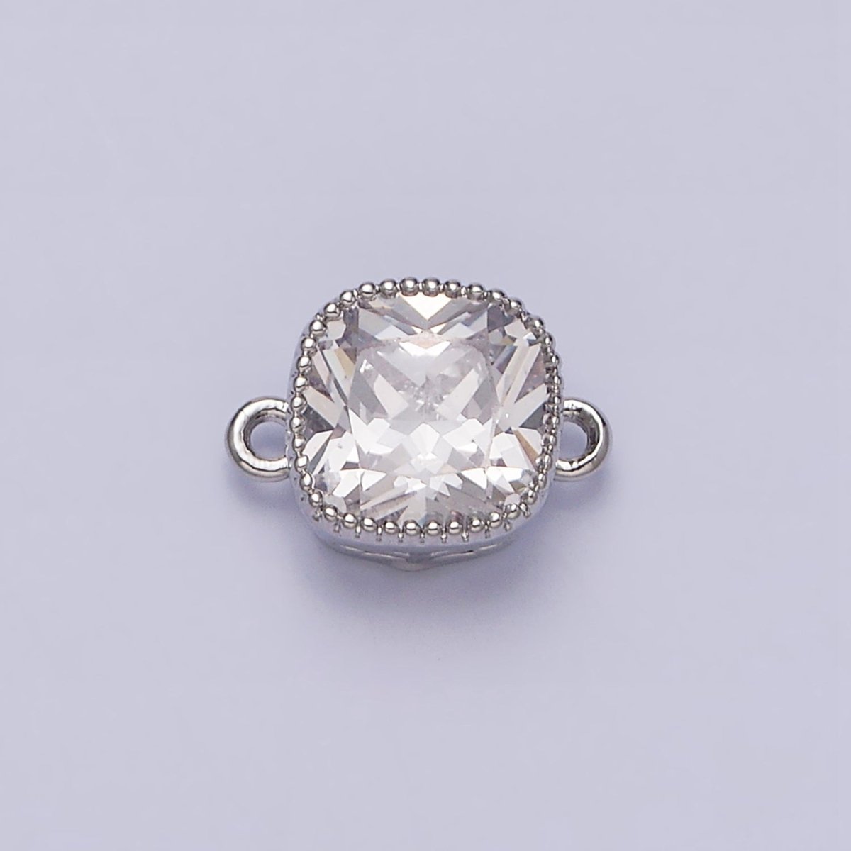 16K Gold Filled Square Clear, Pink, Red, Purple, Green, Peach CZ Connector in God & Silver | Y-896~Y-901