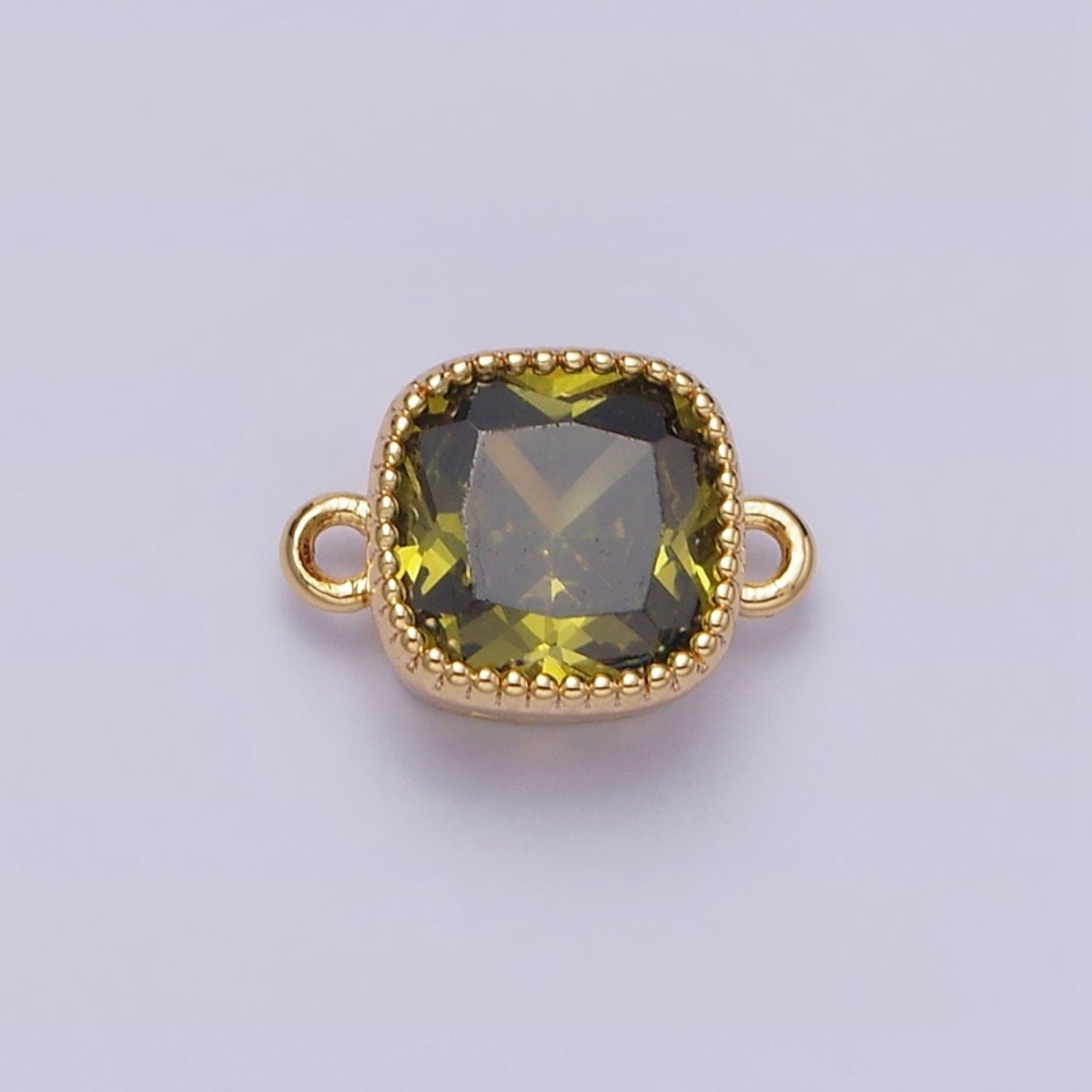 16K Gold Filled Square Clear, Pink, Red, Purple, Green, Peach CZ Connector in God & Silver | Y-896~Y-901