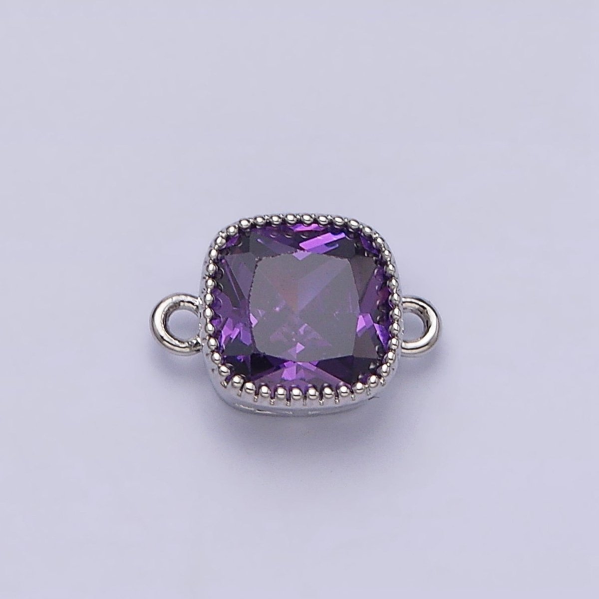 16K Gold Filled Square Clear, Pink, Red, Purple, Green, Peach CZ Connector in God & Silver | Y-896~Y-901