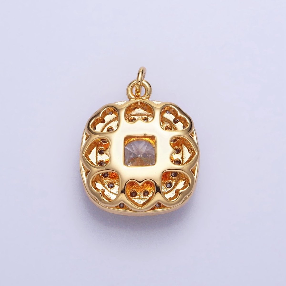 16K Gold Filled Square Micro Paved Round Clear CZ Add-On Charm in Gold & Silver | AC389 AC390