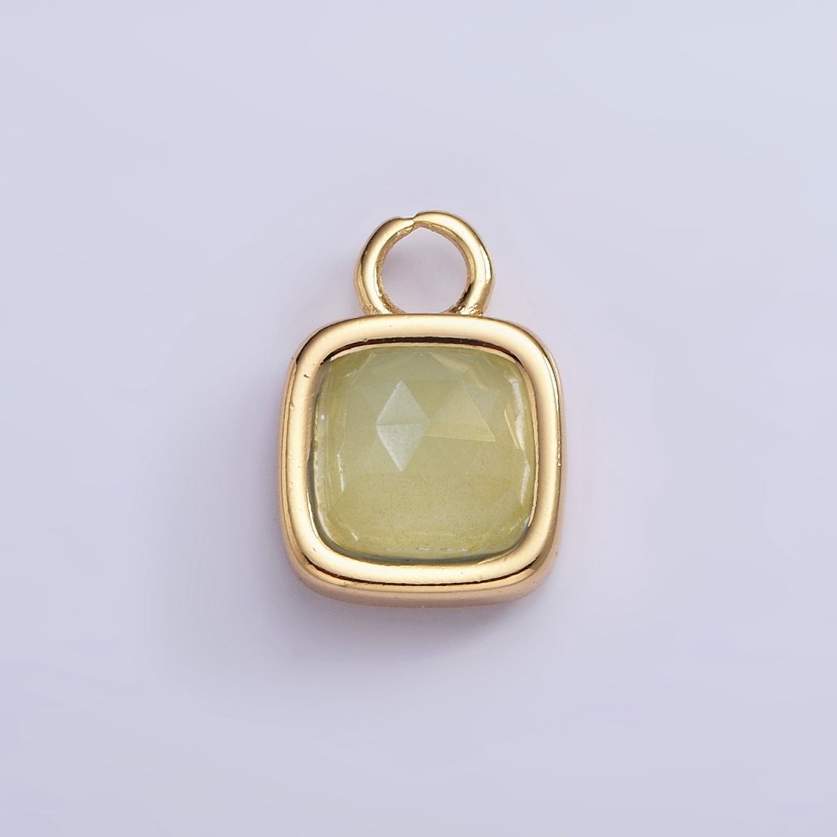 16K Gold Filled Square Multifaceted Natural Gemstone Personalized Add-On Charm | AC1466 - AC1478
