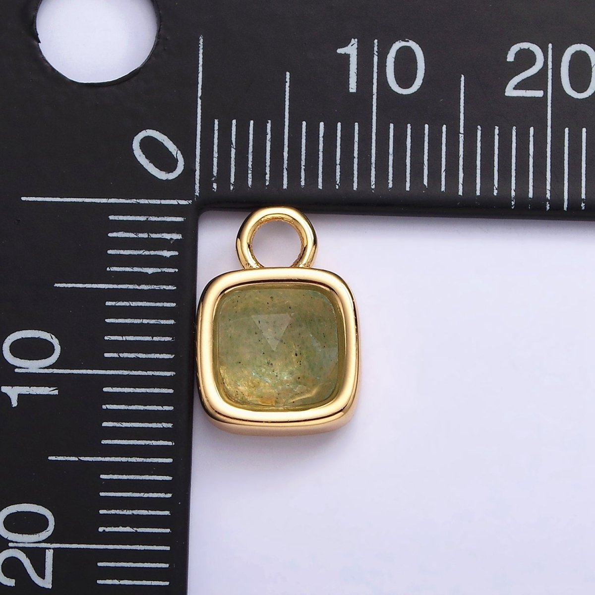16K Gold Filled Square Multifaceted Natural Gemstone Personalized Add-On Charm | AC1466 - AC1478