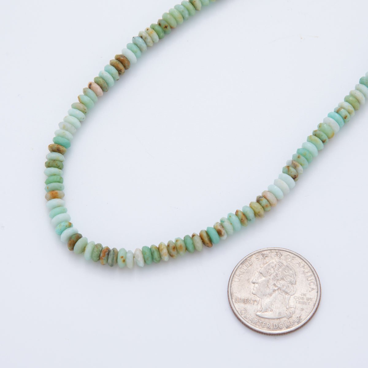 16K Gold Filled Teal Amazonite Rondelle Gemstone Bead 16 Inch Choker Handmade Necklace | WA - 957 - DLUXCA