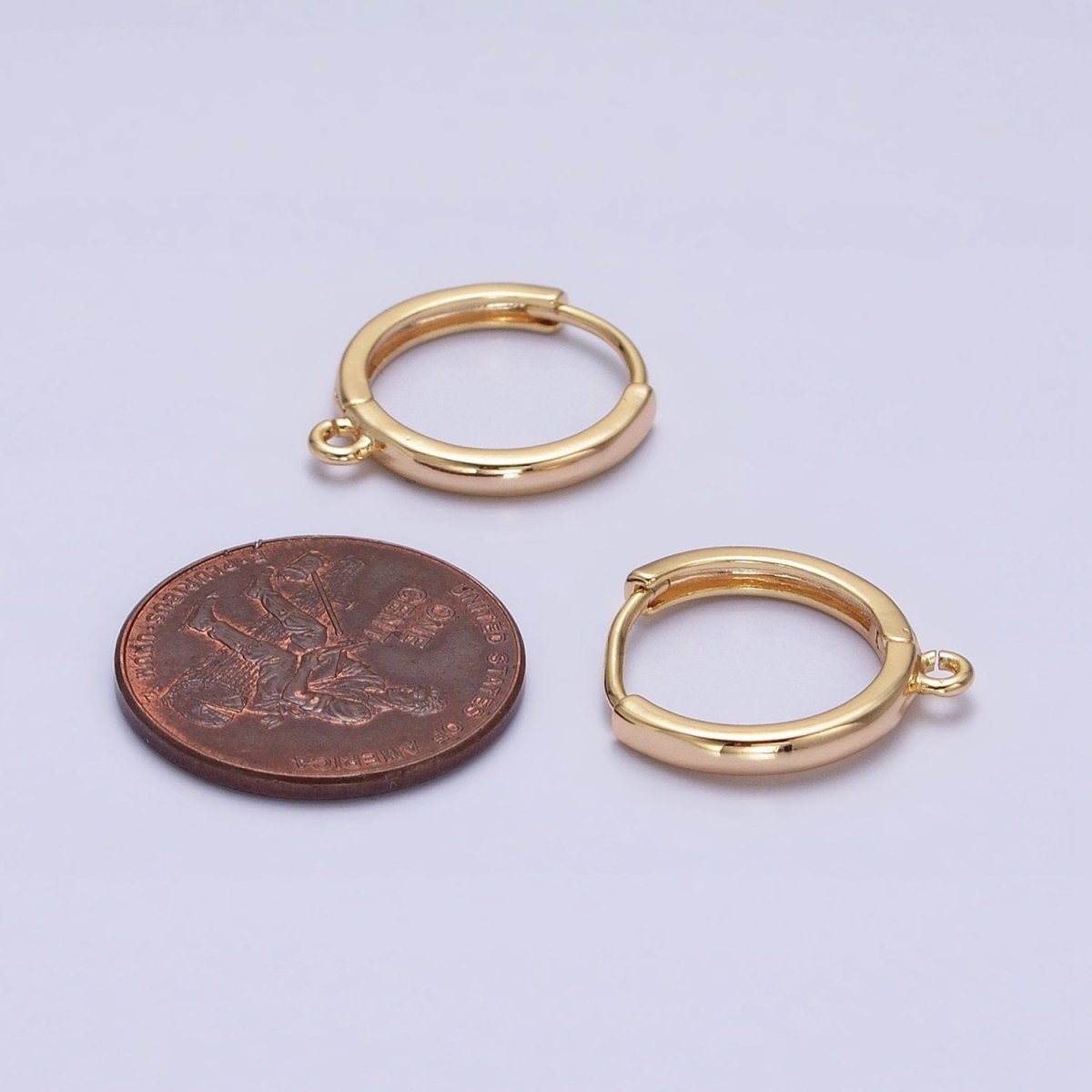 16K Gold Filled Thin 15.5mm Huggie Hoop Open Loop Earrings Supply in Silver & Gold | Z-210 Z-221
