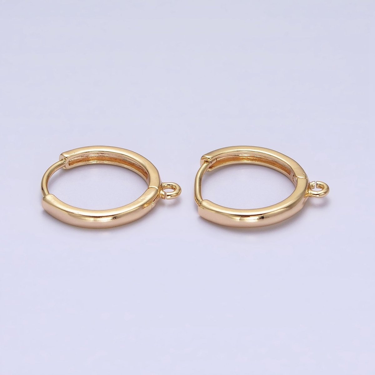 16K Gold Filled Thin 15.5mm Huggie Hoop Open Loop Earrings Supply in Silver & Gold | Z-210 Z-221