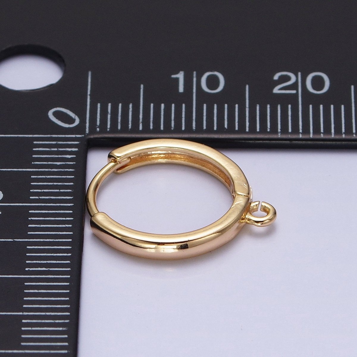 16K Gold Filled Thin 15.5mm Huggie Hoop Open Loop Earrings Supply in Silver & Gold | Z-210 Z-221
