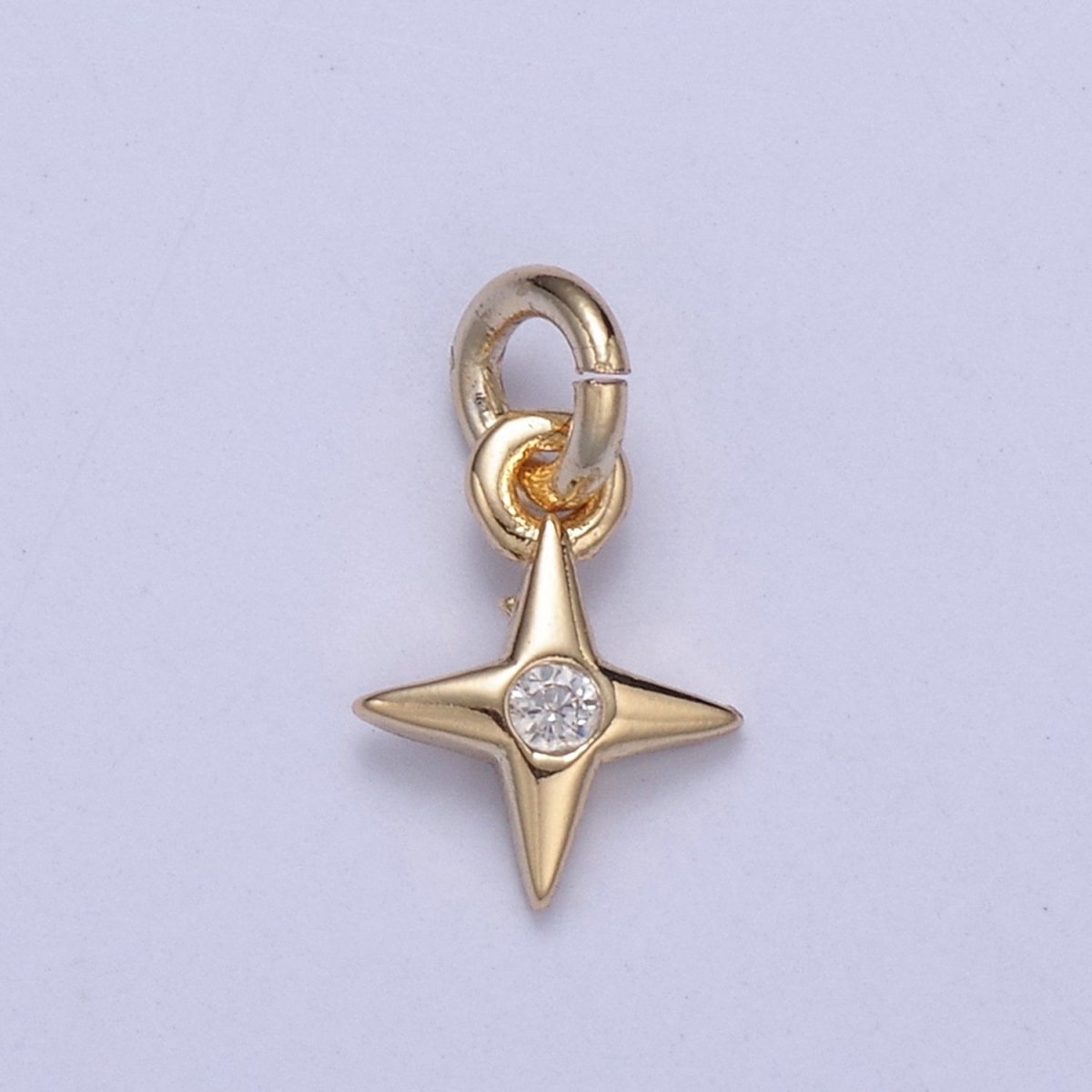 16k Gold Filled Tiny North Stars Charm Cubic Zirconia Charm in Gold micro Pave CZ Bright Stars Celestial Charm N-428