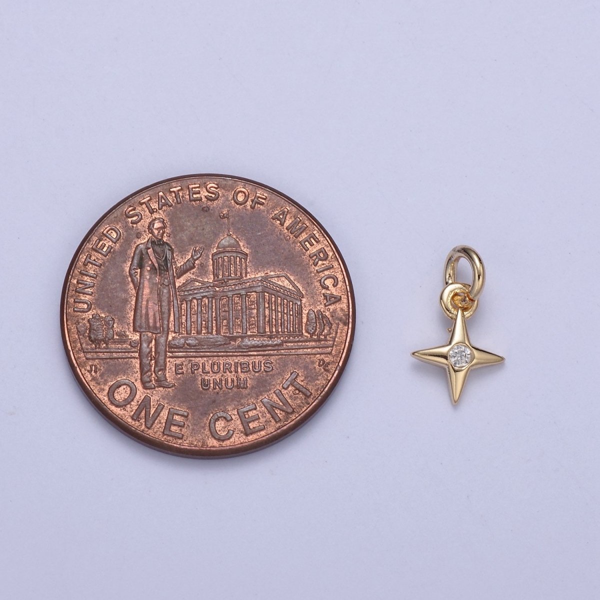 16k Gold Filled Tiny North Stars Charm Cubic Zirconia Charm in Gold micro Pave CZ Bright Stars Celestial Charm N-428