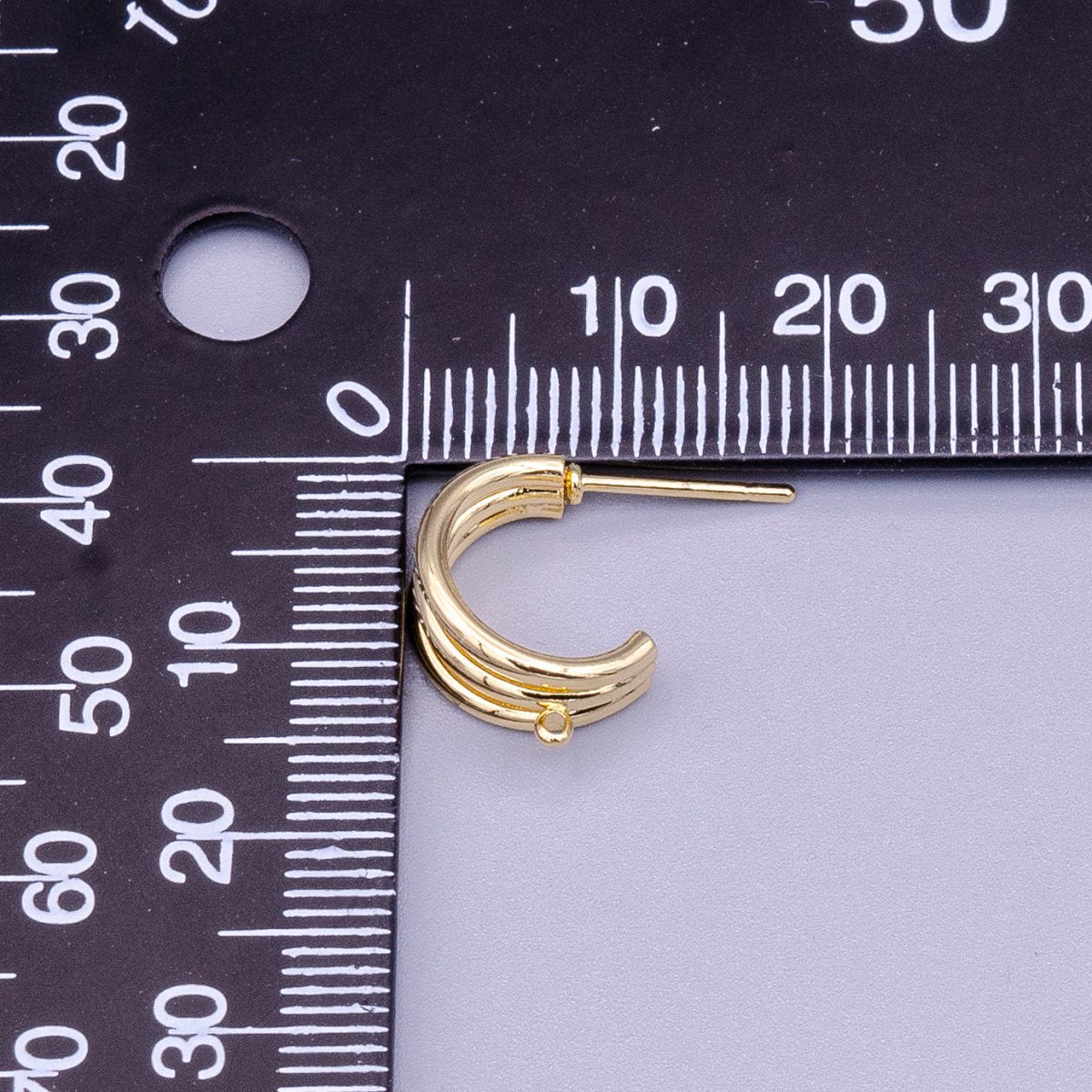 16K Gold Filled Triple Band Claw Open Loop C-Shaped Hoop Earrings Supply | Z-401 - DLUXCA