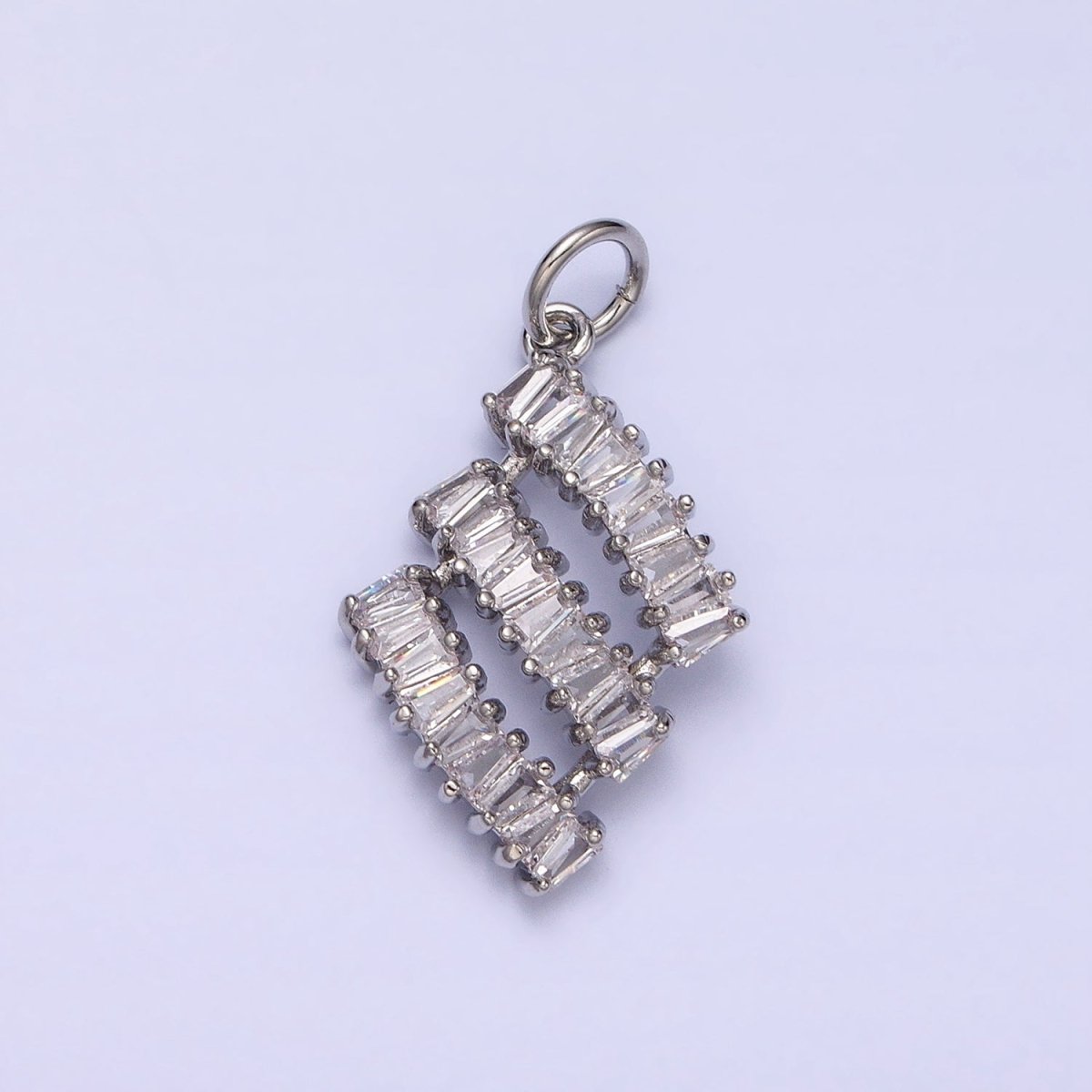 16K Gold Filled Triple Clear CZ Baguette Lined Add-On Charm in Gold & Silver | AC1197 AC1198