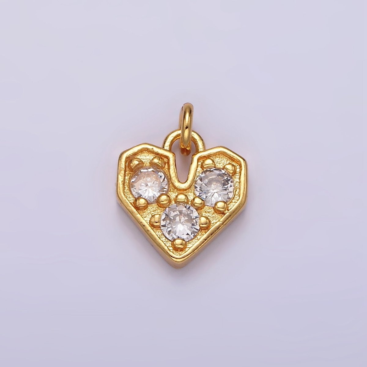 16K Gold Filled Triple Clear CZ Heart Add-On Charm | AC848