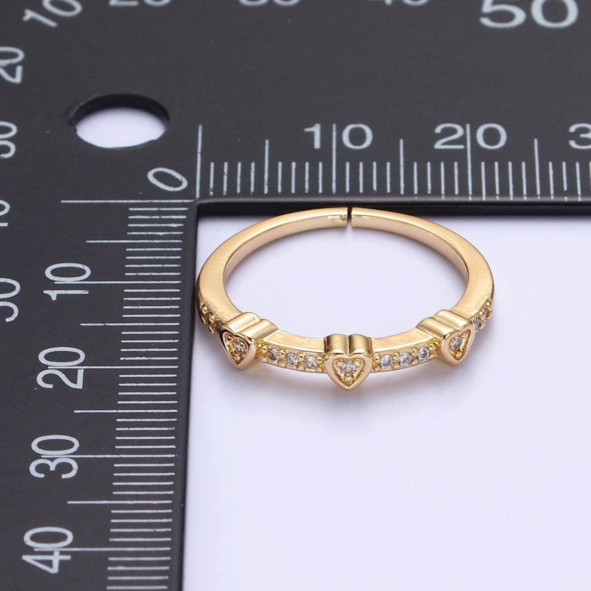 16K Gold Filled Triple Heart Micro Paved CZ Adjustable Ring in Gold & Silver | O-1924 O-1925
