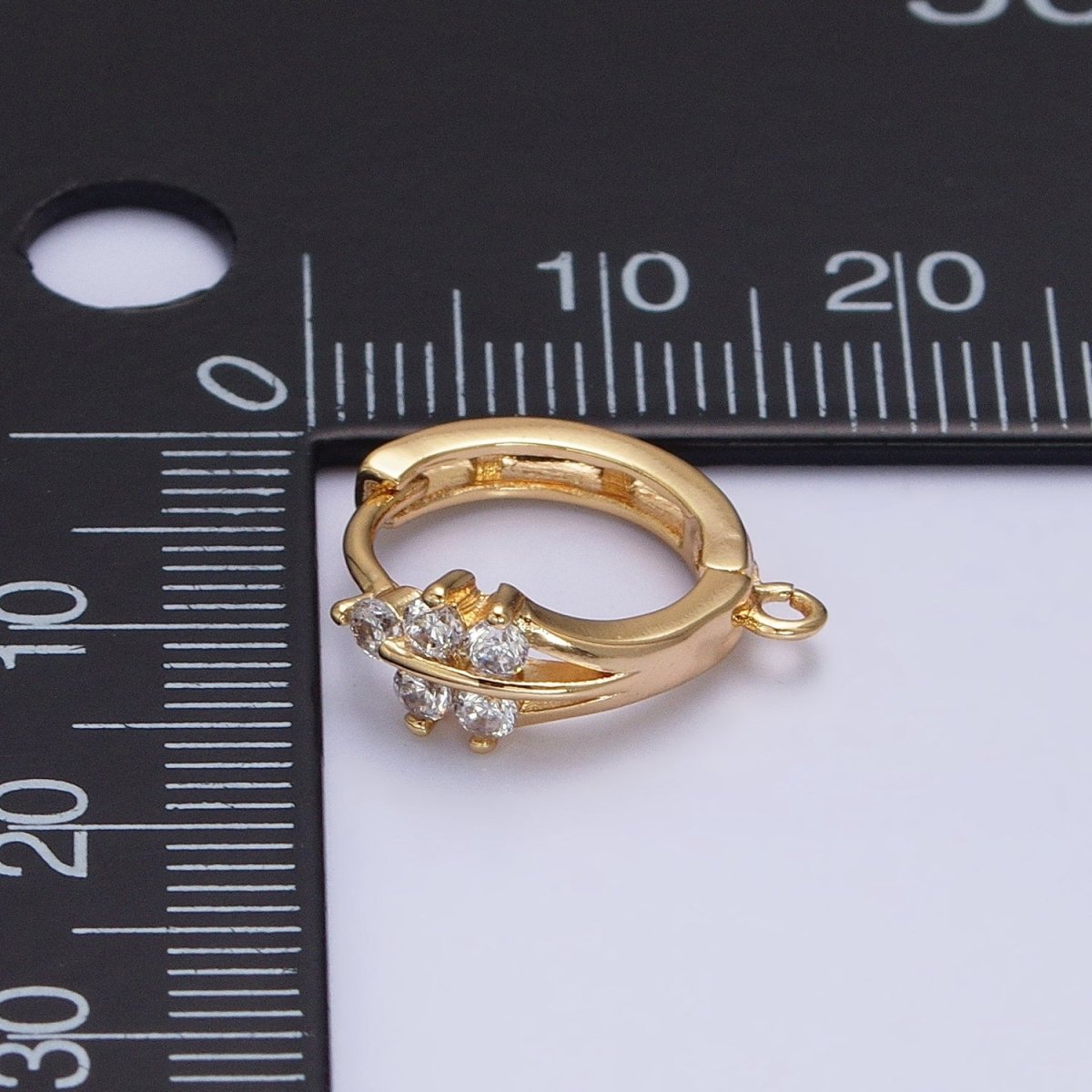 16K Gold Filled Triple Lined CZ 15mm Open Loop Huggie Earrings Supply in Silver & Gold | Z-281 Z-383