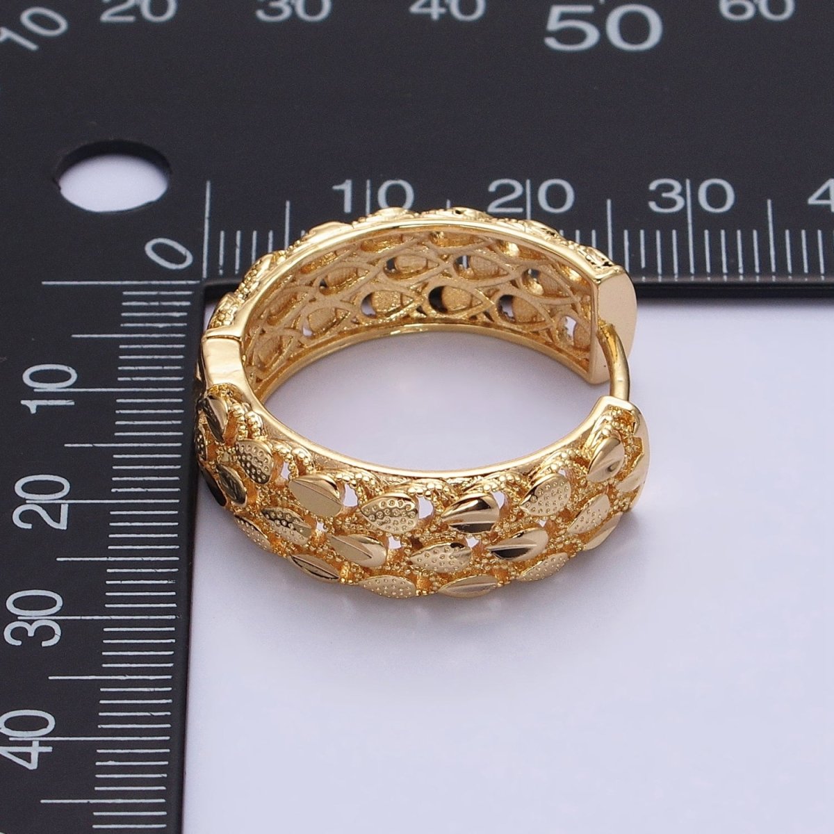 16K Gold Filled Triple Teardrop Textured 28mm Hoop Earrings in Gold & Silver | AB1557 AB1558