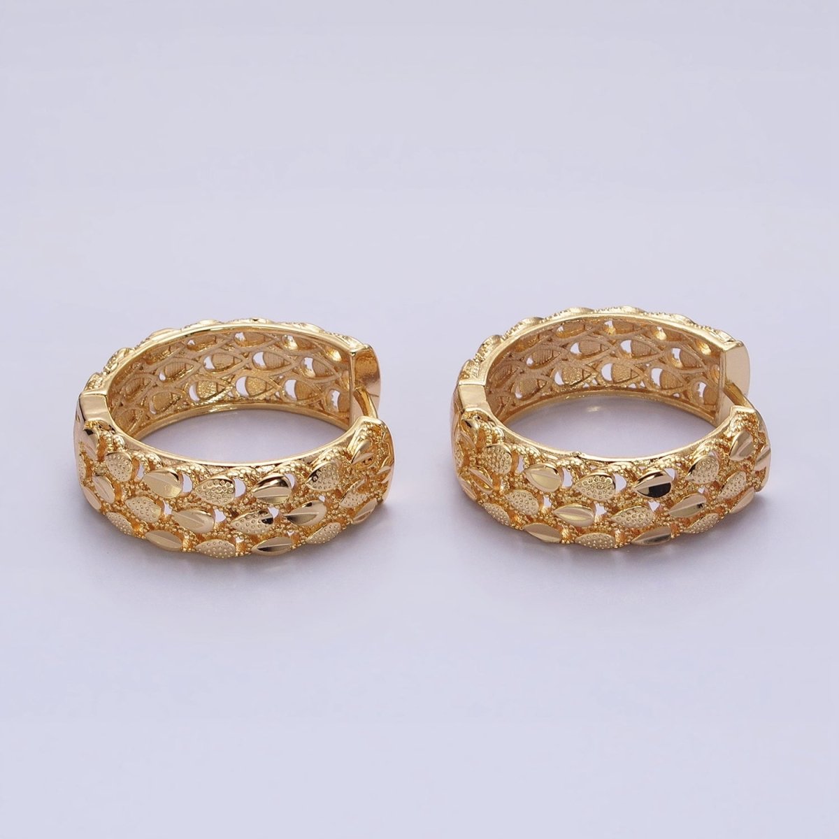 16K Gold Filled Triple Teardrop Textured 28mm Hoop Earrings in Gold & Silver | AB1557 AB1558