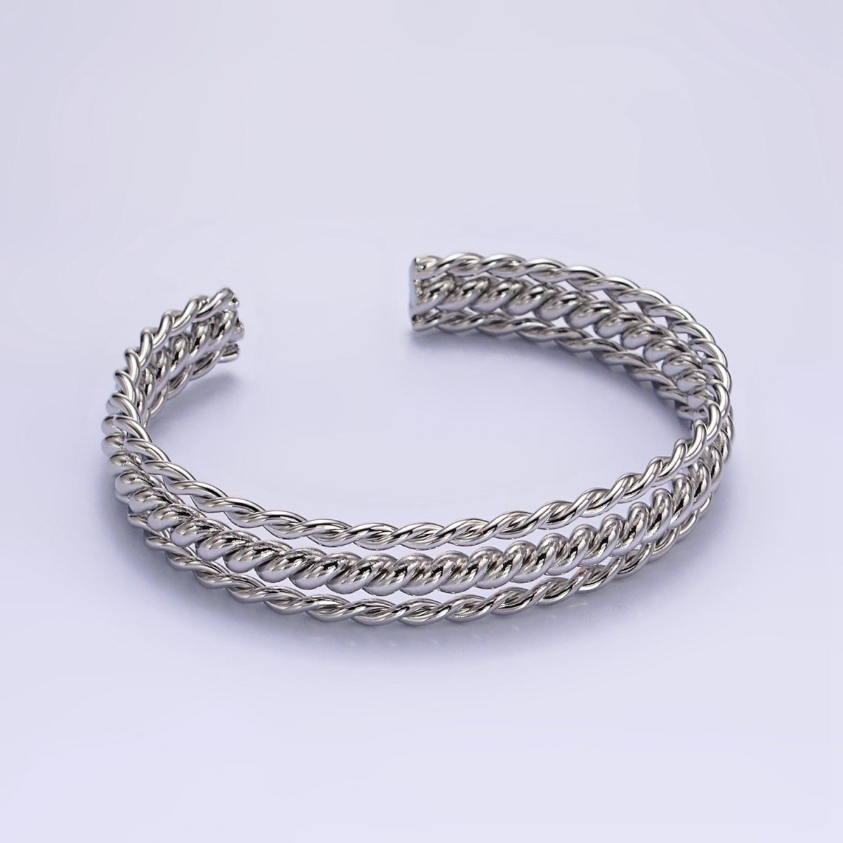 16K Gold Filled Triple Twisted Rope Cuff Bangle Bracelet in Gold & Silver | WA-1918 WA-1919 Clearance Pricing