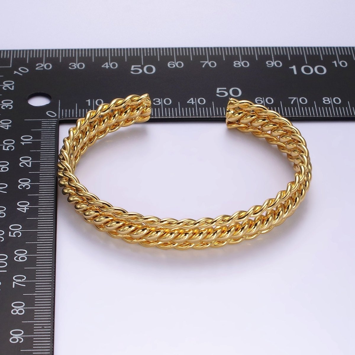 16K Gold Filled Triple Twisted Rope Cuff Bangle Bracelet in Gold & Silver | WA-1918 WA-1919 Clearance Pricing