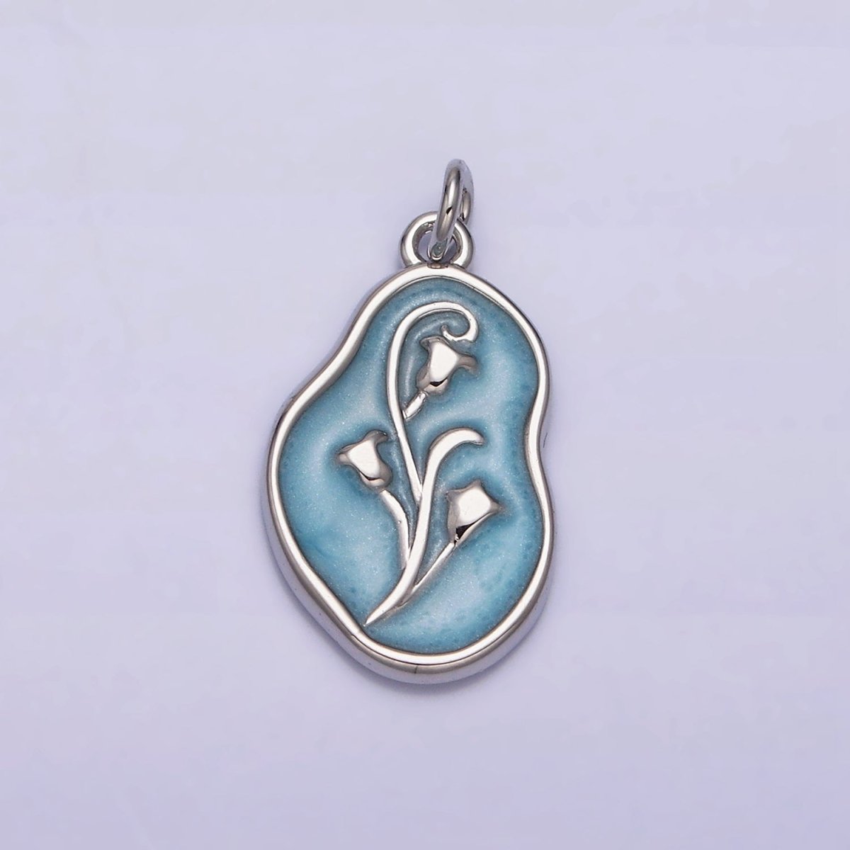 16K Gold Filled Tulip April Birth Flower White, Pink, Blue Sparkly Enamel Abstract Charm | AC1117 - AC1122