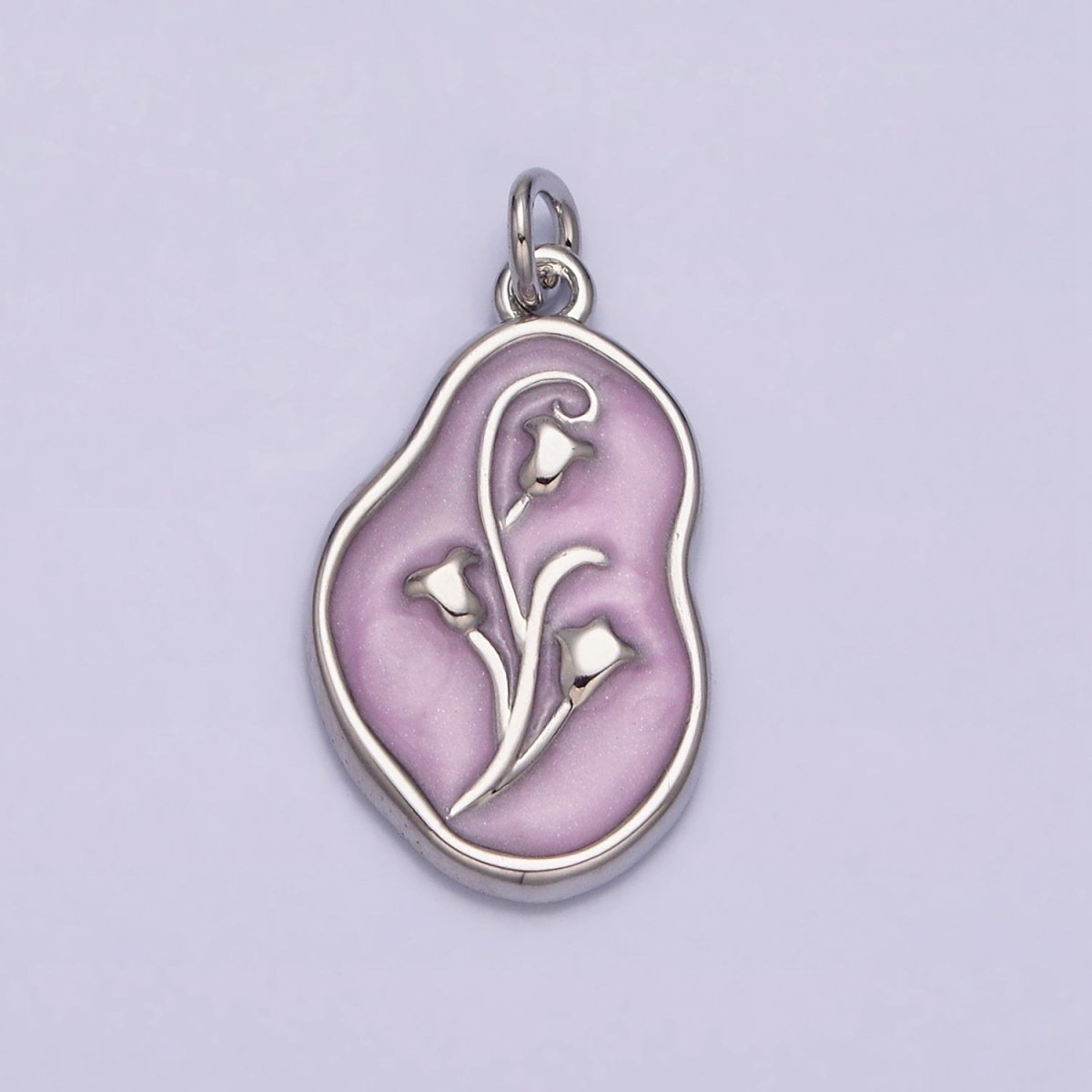 16K Gold Filled Tulip April Birth Flower White, Pink, Blue Sparkly Enamel Abstract Charm | AC1117 - AC1122