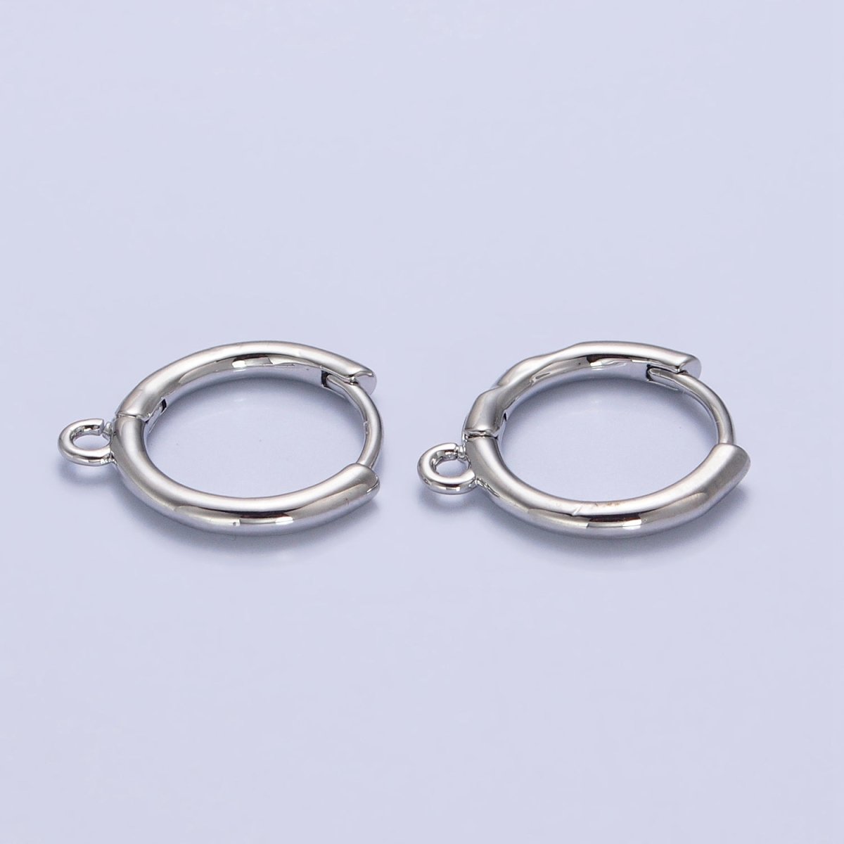 16K Gold Filled Twist Edge Geometric Open Loop 12mm Huggie Earrings in Gold & Silver | Z-326 Z-327