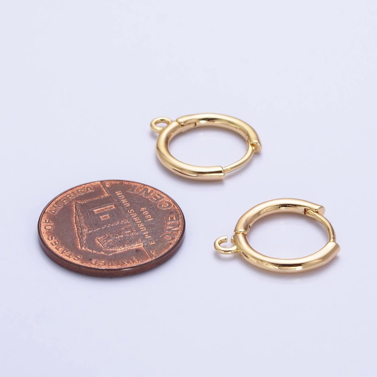 16K Gold Filled Twist Edge Geometric Open Loop 12mm Huggie Earrings in Gold & Silver | Z-326 Z-327
