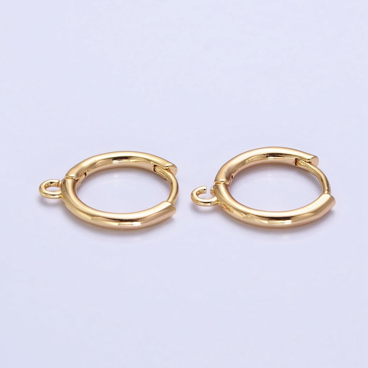 16K Gold Filled Twist Edge Geometric Open Loop 12mm Huggie Earrings in Gold & Silver | Z-326 Z-327