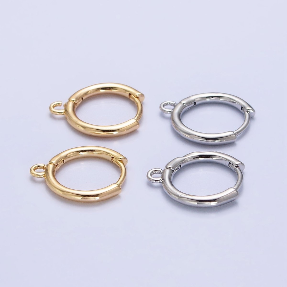 16K Gold Filled Twist Edge Geometric Open Loop 12mm Huggie Earrings in Gold & Silver | Z-326 Z-327