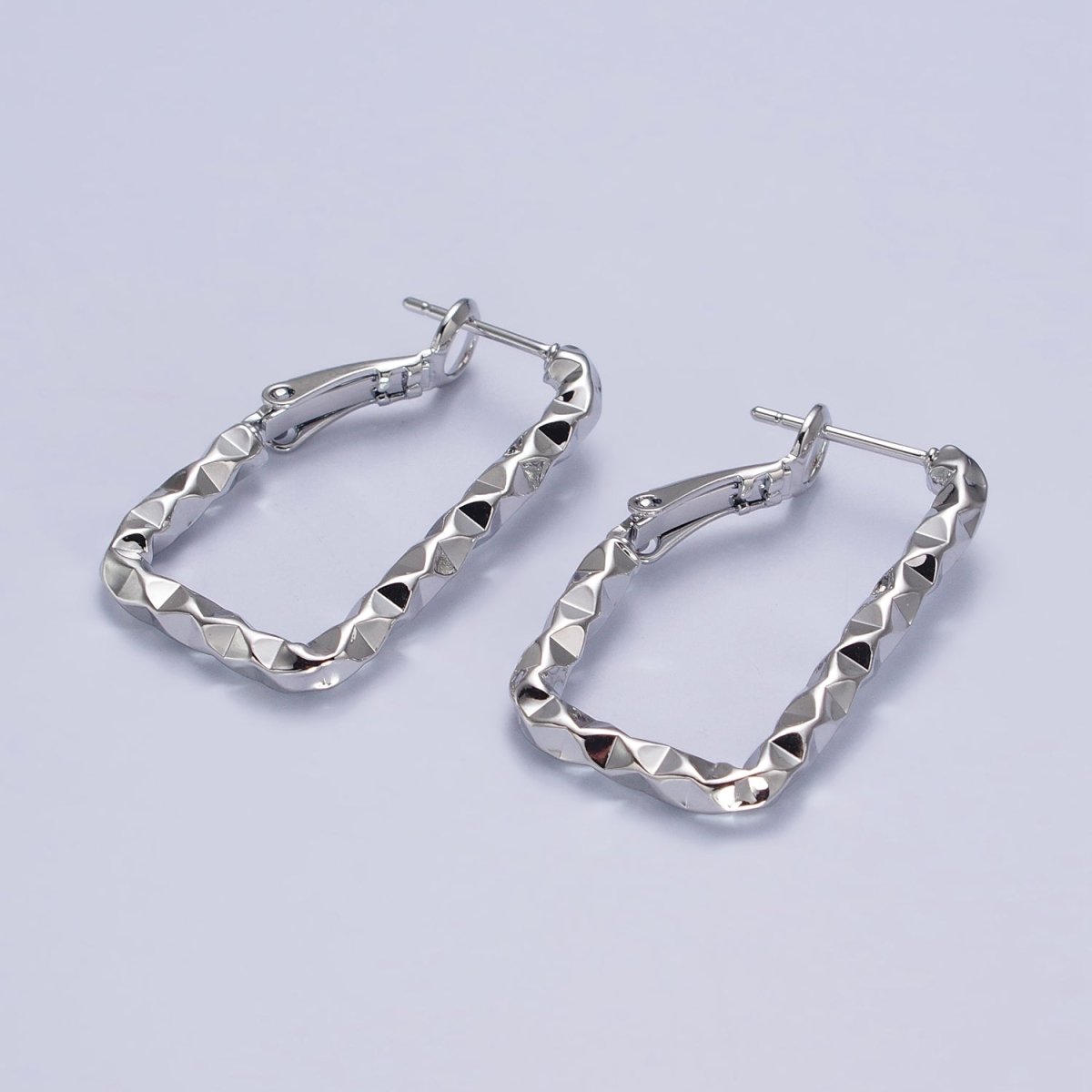 16K Gold Filled U-Shaped 30mm, 40mm Dented Geometric Hinge Hoop Earrings in Gold & Silver | AB143 AB187, AD800 AD801