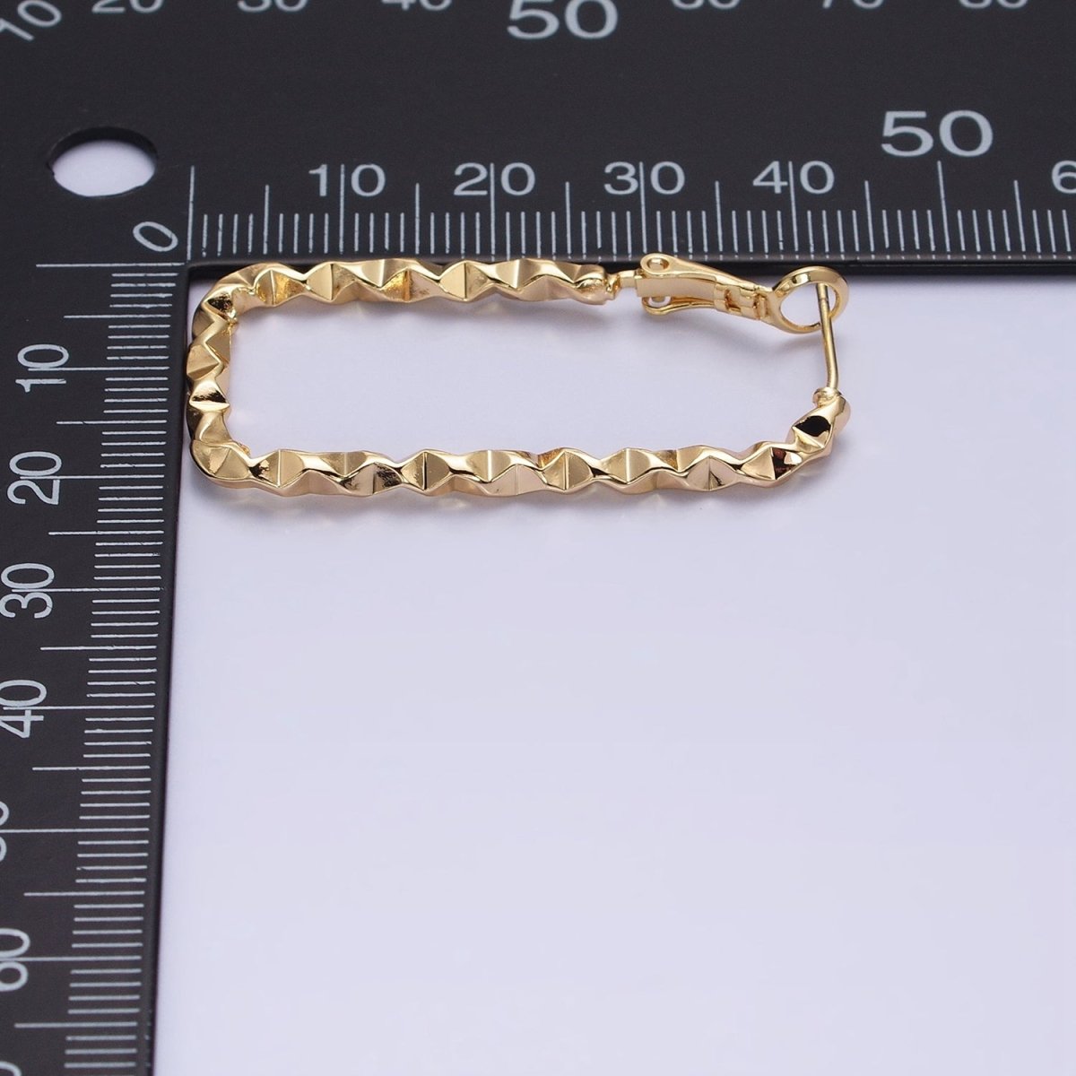 16K Gold Filled U-Shaped 30mm, 40mm Dented Geometric Hinge Hoop Earrings in Gold & Silver | AB143 AB187, AD800 AD801