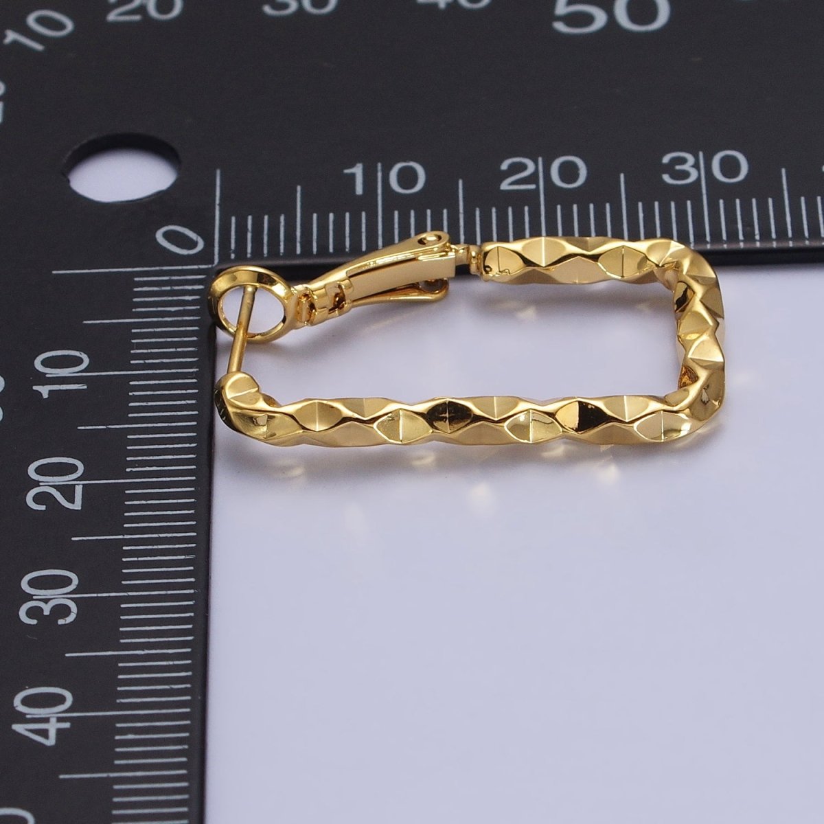 16K Gold Filled U-Shaped 30mm, 40mm Dented Geometric Hinge Hoop Earrings in Gold & Silver | AB143 AB187, AD800 AD801