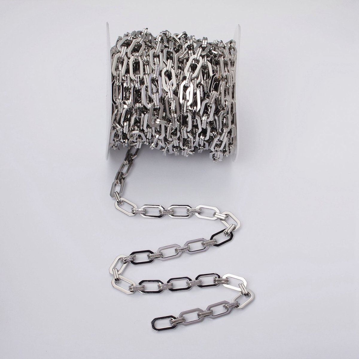 16k Gold Filled Unique PaperClip 9mm Hexagonal Unfinished Chain in Gold & Silver | ROLL-1159 ROLL-1160 Clearance Pricing