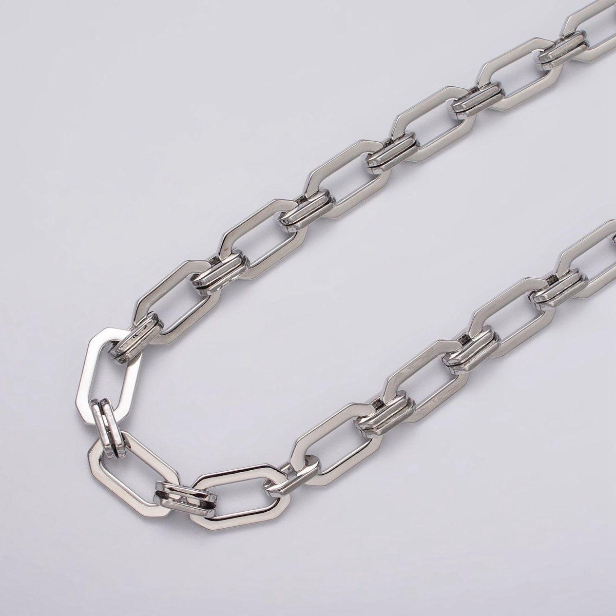 16k Gold Filled Unique PaperClip 9mm Hexagonal Unfinished Chain in Gold & Silver | ROLL-1159 ROLL-1160 Clearance Pricing