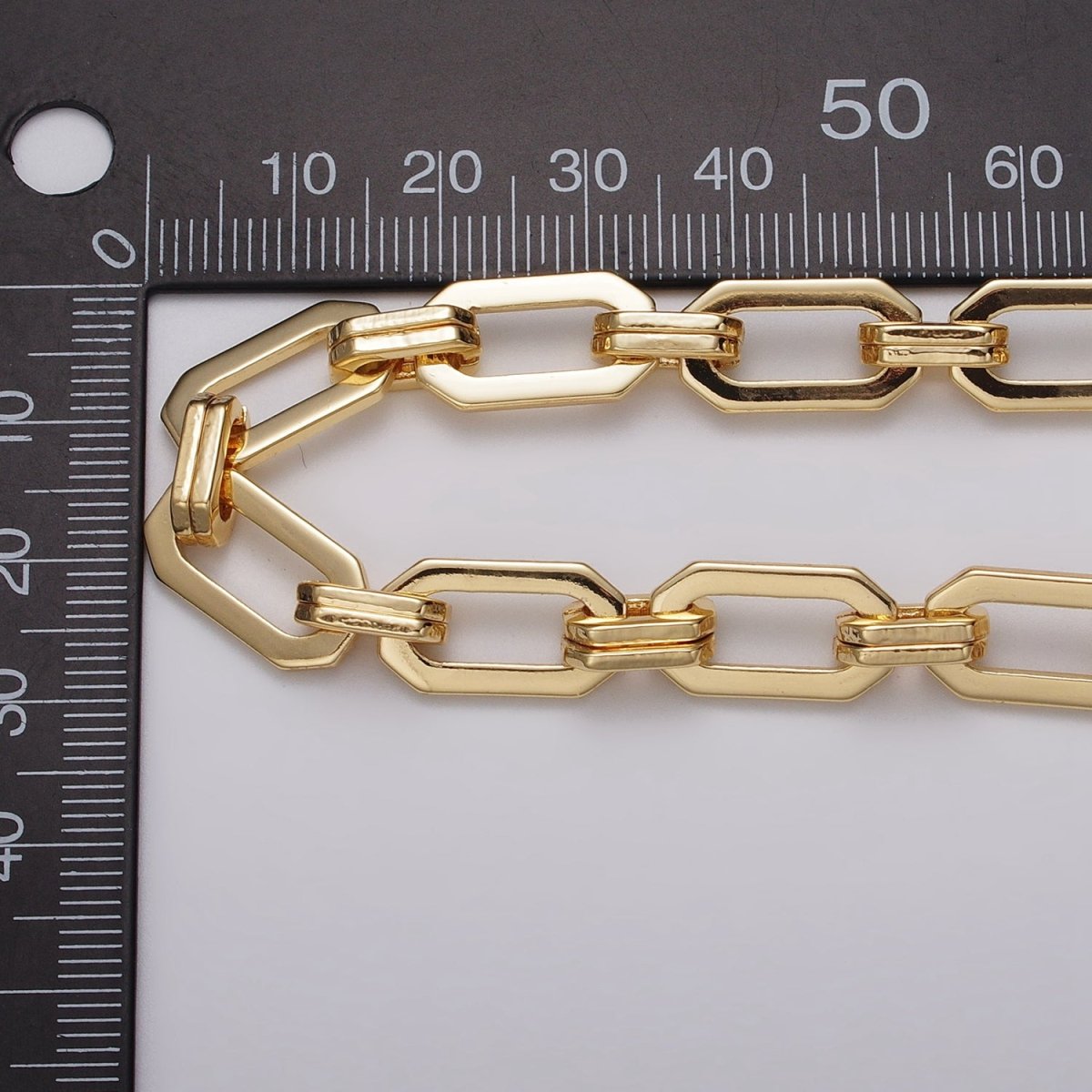 16k Gold Filled Unique PaperClip 9mm Hexagonal Unfinished Chain in Gold & Silver | ROLL-1159 ROLL-1160 Clearance Pricing