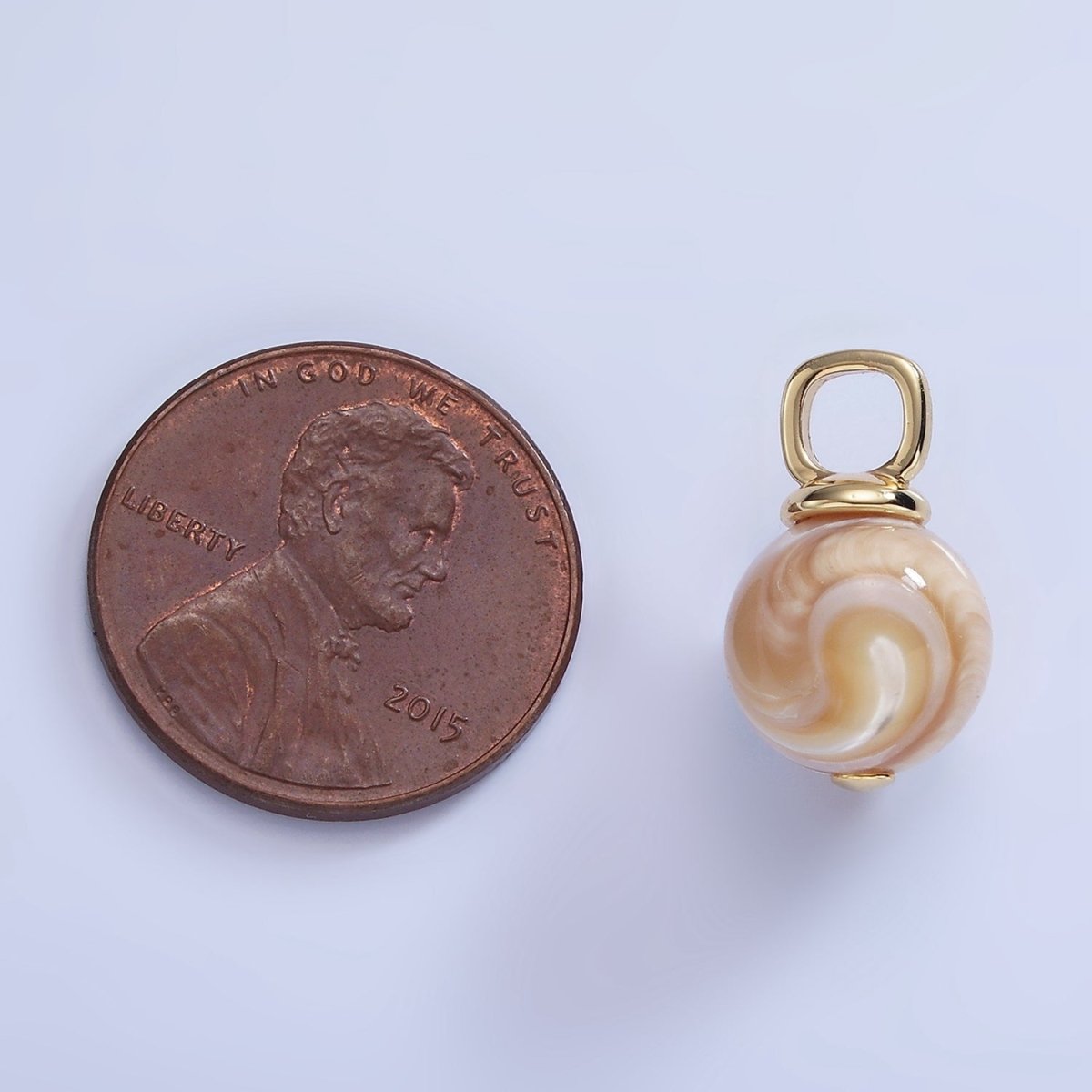 16K Gold Filled White Peach Shell Pearl Square Bail Drop Pendant | P1751 - DLUXCA