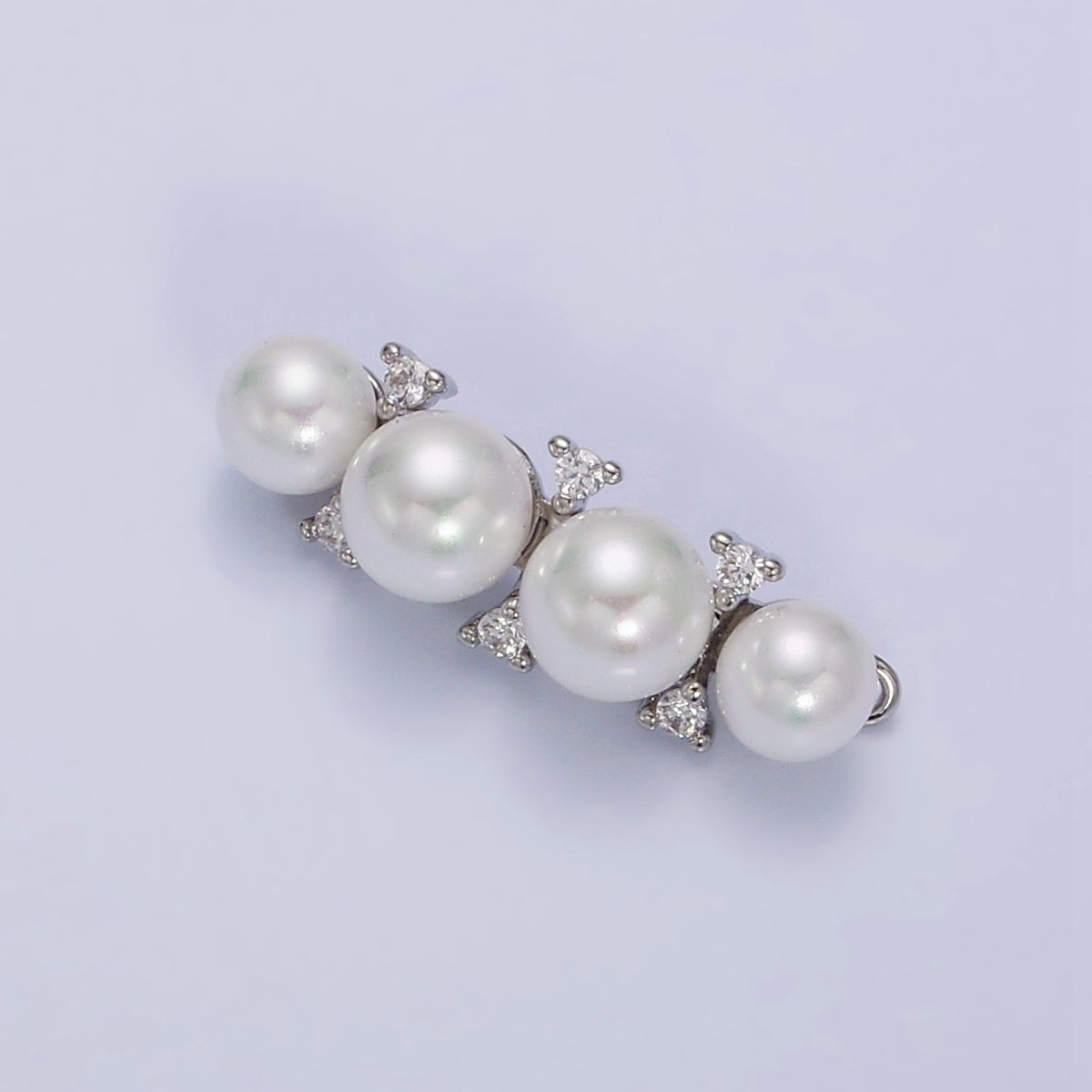 16K Gold Filled White Pearl Lined Curve Connector in Gold & Silver | Y-917