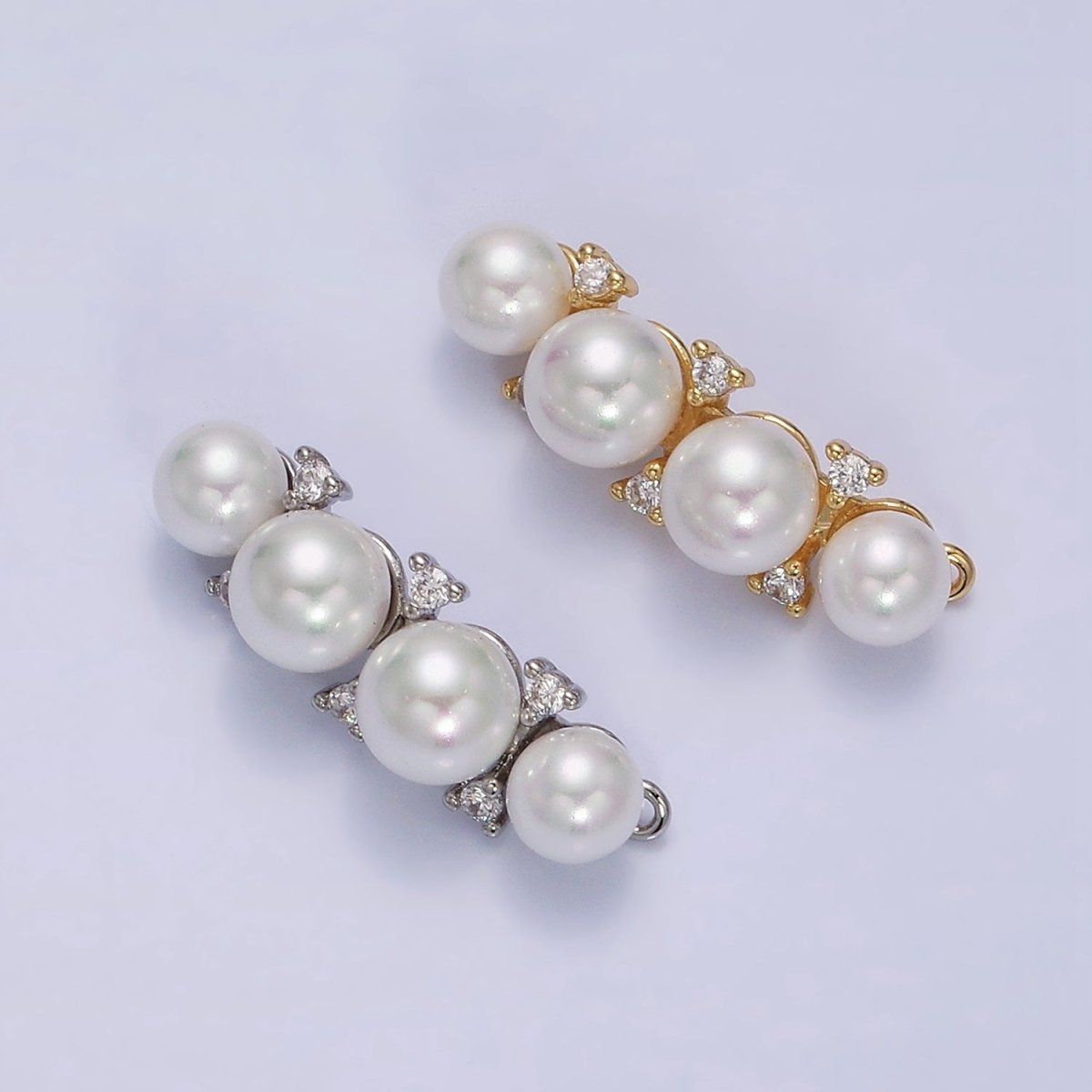 16K Gold Filled White Pearl Lined Curve Connector in Gold & Silver | Y-917