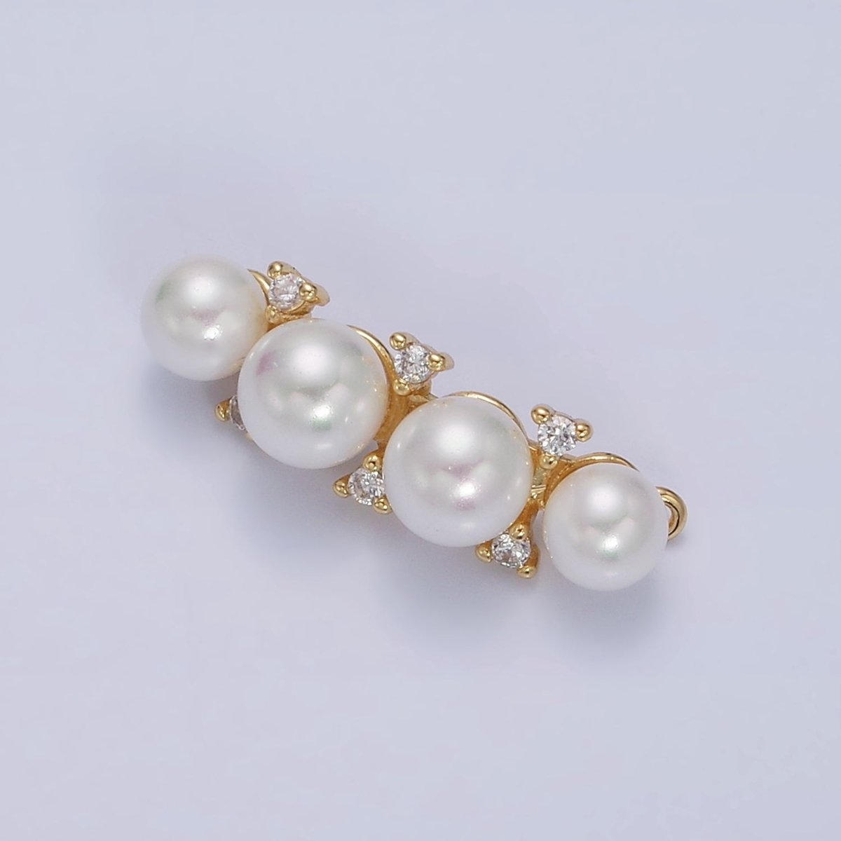 16K Gold Filled White Pearl Lined Curve Connector in Gold & Silver | Y-917