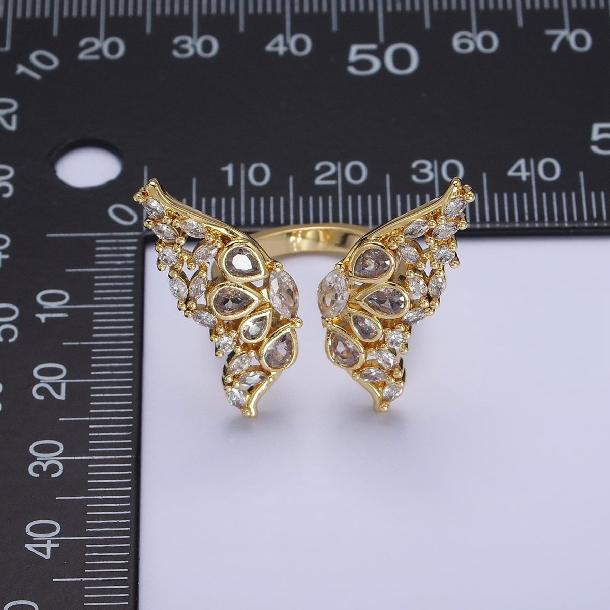 16K Gold Filled Wings Butterfly Mariposa Teardrop Marquise Open Ring in Gold & Silver | O-1563 O-1564
