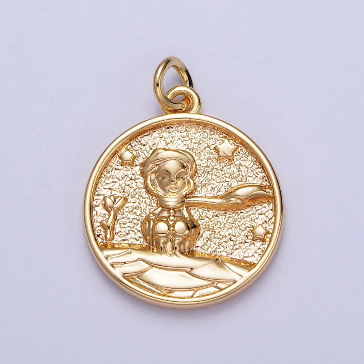 16K Gold Filled Winter Boy in the Snowy Starry Night Coin Charm | A-901 - DLUXCA