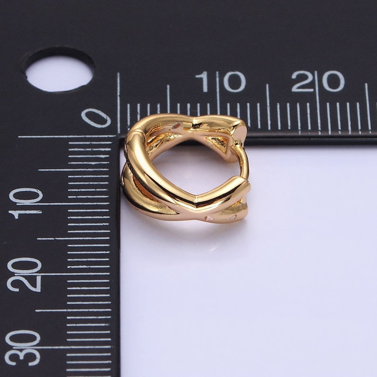 16K Gold Filled X Claw Double Band Geometric Huggie Earrings in Gold & Silver | AB1455 AB1456